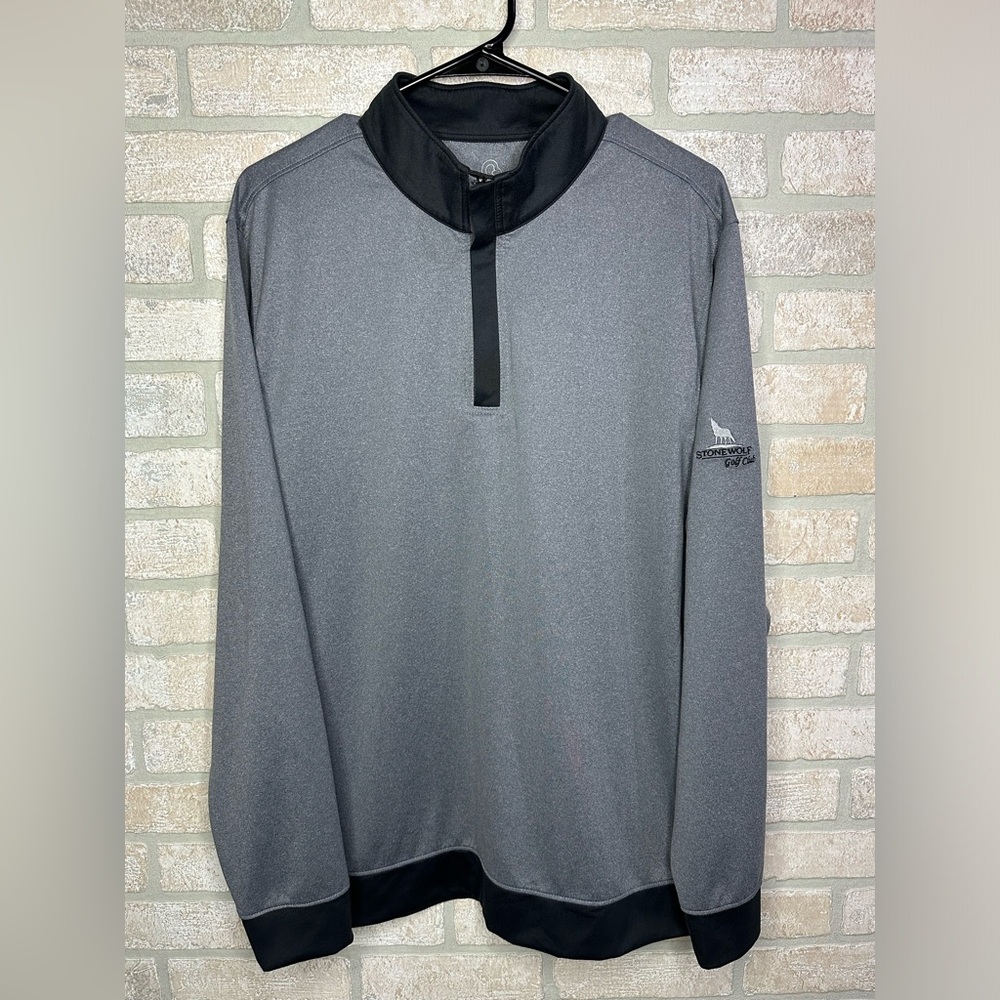 Swannies McKinnon Golf Shirt Mens L 1/4 Zip Pullover Charcoal Black - 0280